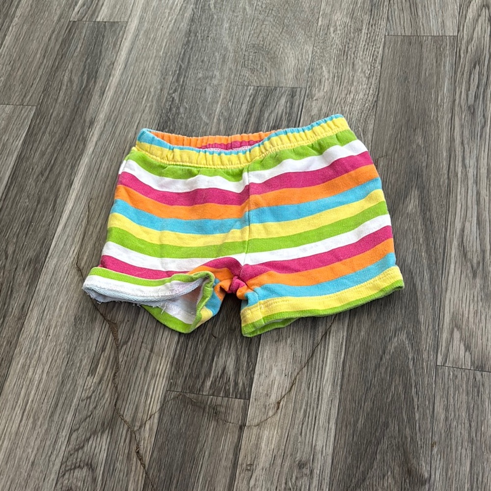 Carter's Pink and Orange Striped Shorts Elastic Waist